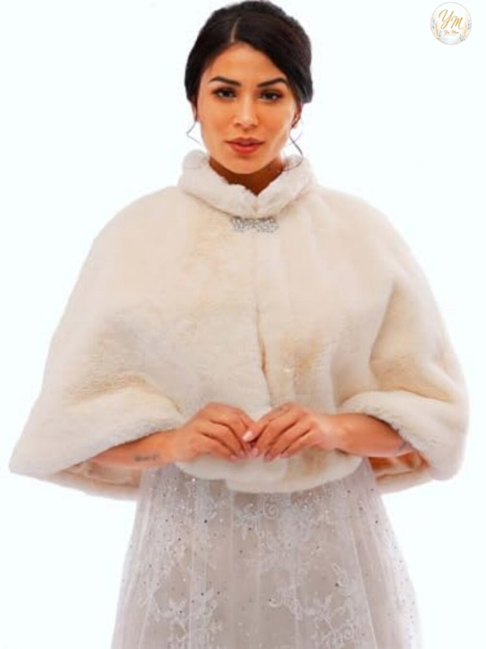 Faux Fur Shawl Wrap Bridal Stole Cape Scarf for Bride & Bridesmaids